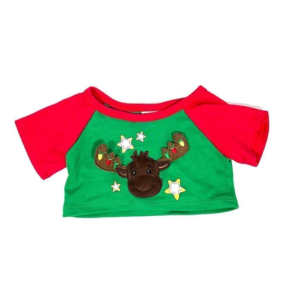 Build-A-Bear Christmas Hal Reindeer Moose Green & Red Shirt